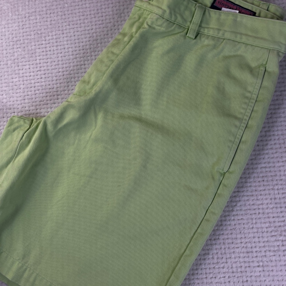 Vineyard Vines Mens 34 Green Cotton Twill Flat‎ Front Classic Chino Shorts J36